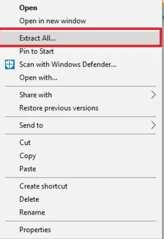 Extracting files using Windows 10’s native extractor
